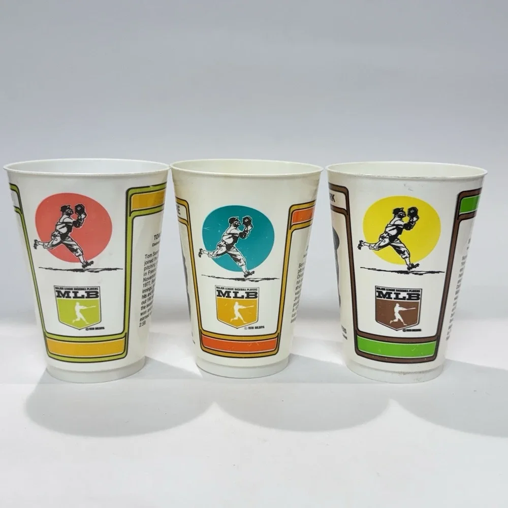 1978 7-Eleven MLB Plastic Slurpee‎ Cups Lot of 3 Palmer Seaver Rivers